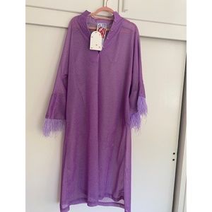 La Vie Style House Purple Dress with Feathers